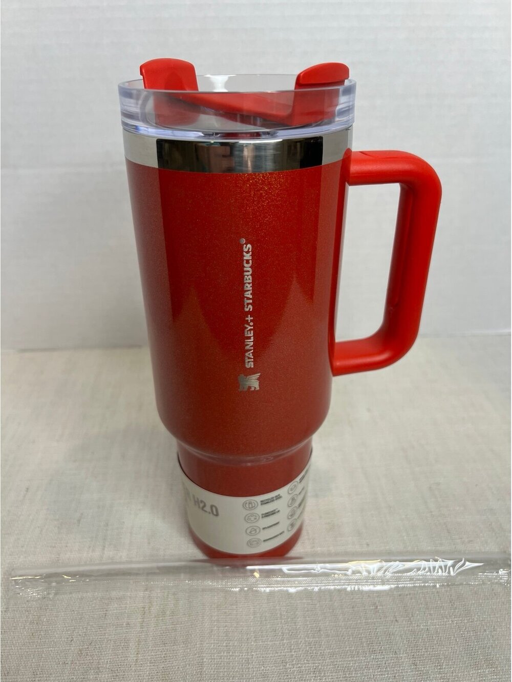 Stanley Starbucks Red Tumbler 40 oz  with Handle and Straw